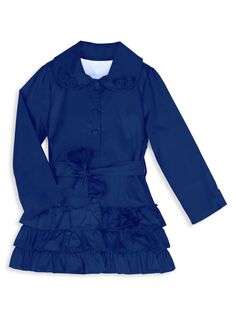 Платье Мэрилин с поясом и рюшами для маленьких девочек и девочек Joe-Ella, темно-синий