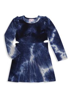 Платье тай-дай с вырезами для маленькой девочки Design History, темно-синий