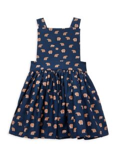 Платье-сарафан с мишками гризли для маленьких девочек и маленьких девочек Worthy Threads, темно-синий