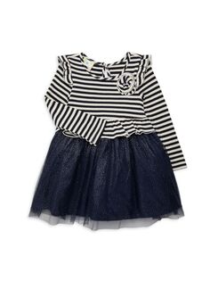 Платье-свитер в полоску для маленькой девочки-пачки Samara, темно-синий