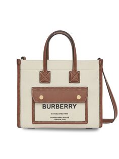 Миниатюрная парусиновая сумка-тоут Horseferry Burberry, цвет Natural Tan