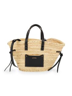 Пляжная сумка-тоут Cadix из кожи и соломы Isabel Marant, цвет Natural Black