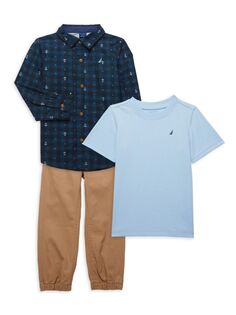 Комплект из трех предметов: рубашка, футболка и брюки для маленького мальчика Nautica, цвет Navy Multi
