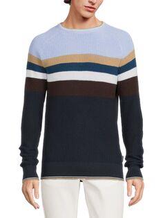 Полосатый вязаный свитер с круглым вырезом Ben Sherman, темно-синий