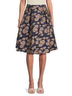 Жаккардовая юбка с цветочным принтом English Factory, цвет Navy Combo