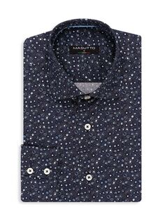 Классическая рубашка классического кроя с абстрактным принтом Masutto, цвет Navy Multi