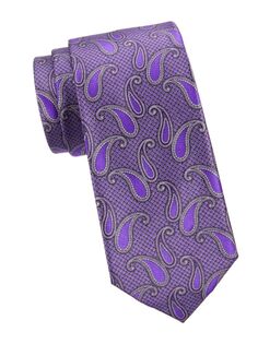 Шелковый галстук с пейсли Brioni, цвет Navy Purple