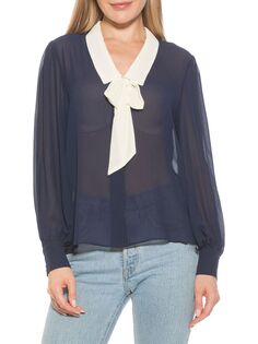 Прозрачная блузка Serena с завязками на шее Alexia Admor, темно-синий