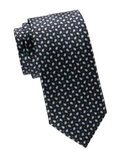 Шелковый галстук с пейсли Brioni, черный