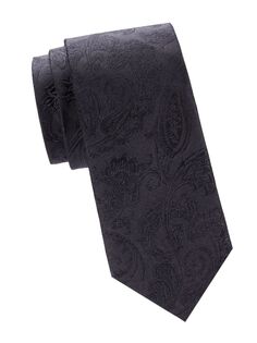 Шелковый галстук с узором пейсли Bruno Piattelli, черный