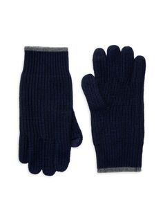 Ребристые перчатки из шерсти и кашемира Saks Fifth Avenue, темно-синий