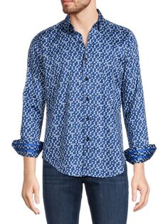 Рубашка классического кроя Auburndale с узором «гусиные лапки» Robert Graham, темно-синий