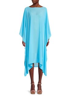 Полупрозрачное асимметричное платье миди Renee C., цвет Neon Blue