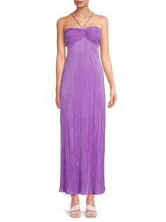 Плиссированное платье макси с бретелькой на бретельках Renee C., цвет Neon Lavender