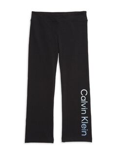 Широкие брюки с логотипом для девочек Calvin Klein, черный