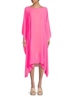 Полупрозрачное асимметричное платье миди Renee C., цвет Neon Pink
