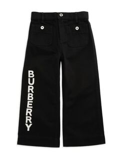 Широкие джинсы с логотипом для маленьких девочек Burberry, черный