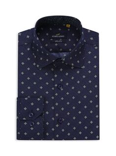 Рубашка с геометрическим принтом Azaro Uomo, темно-синий