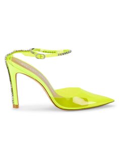 туфли на шпильке, украшенные кристаллами Stuart Weitzman, цвет Neon Yellow