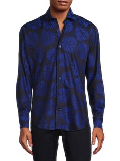 Рубашка стандартного кроя с цветочным принтом Bertigo, темно-синий
