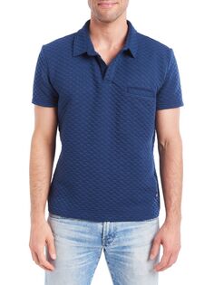 Текстурированная рубашка-поло вафельной вязки Pino By Pinoporte, темно-синий