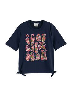 Свободная футболка с логотипом для маленьких девочек и девочек Scotch &amp; Soda, цвет Night