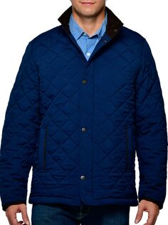 Стеганая куртка с воротником-стойкой и ромбовидным узором Thermostyles, темно-синий