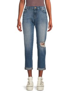 Укороченные джинсы-бойфренды Riley Dl1961, цвет Oasis Distressed