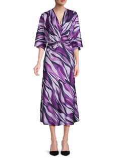 Атласное платье-миди с переплетением Renee C., фиолетовый