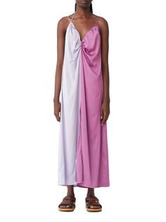 Двухцветное атласное платье миди Pisces Blanca, фиолетовый