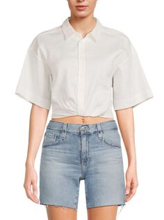 Укороченная рубашка с поворотом спереди Frame, цвет Off White