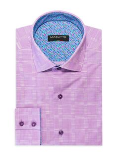 классическая рубашка в клетку Milos классического кроя Masutto, фиолетовый