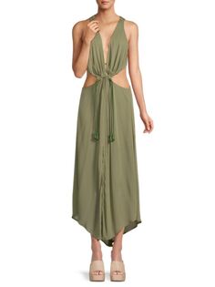 Платье макси с глубоким вырезом Vix, цвет Olive