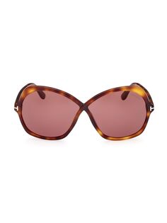 Солнцезащитные очки Rosemin 64MM с бабочкой Tom Ford, фиолетовый