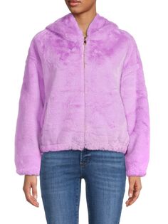 Куртка из искусственного меха с капюшоном La Fiorentina, фиолетовый