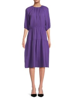 Многоярусное платье с ворсом и рукавами до локтя Renee C., фиолетовый