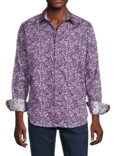 Рубашка классического кроя Inez с цветочным принтом Robert Graham, фиолетовый