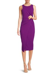 Облегающее платье миди с узлом спереди Guess, фиолетовый