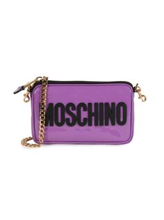 Сумка через плечо из лакированной кожи с логотипом Moschino, фиолетовый