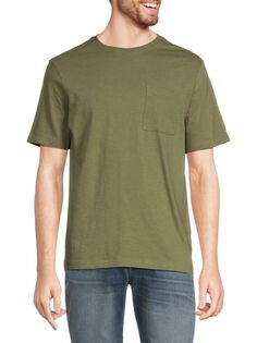 Хлопковая футболка Slub с короткими рукавами Saks Fifth Avenue, цвет Olive Green