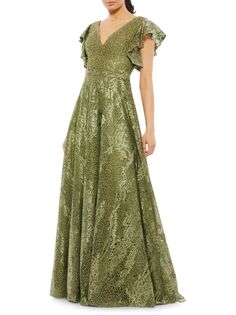 Украшенное платье с V-образным вырезом Mac Duggal, цвет Olive