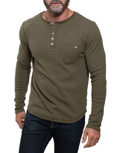 Текстурированная трикотажная футболка Henley Stitch&apos;S Jeans, цвет Olive Green