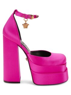 Туфли на платформе с ремешком на щиколотке Medusa Charm Versace, фуксия