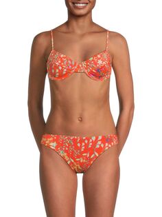 Топ бикини с цветочным принтом Cynthia Rowley, цвет Orange Multicolor