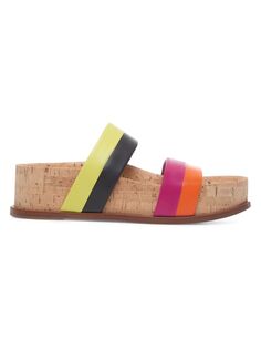 Кожаные сандалии Striker с цветными блоками Gabriela Hearst, цвет Orange Magenta