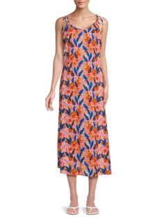 Платье Elizabeth с цветочным принтом и люверсами Solid &amp; Striped, оранжевыйовое дерево