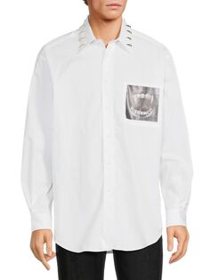 Рубашка с графическим декором Roberto Cavalli, цвет Optical White
