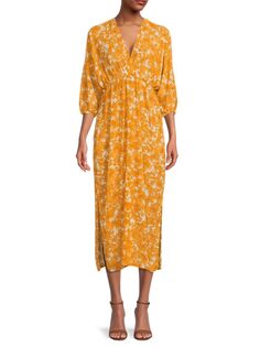 Шифоновое платье-миди с цветочным принтом Renee C., цвет Orange White