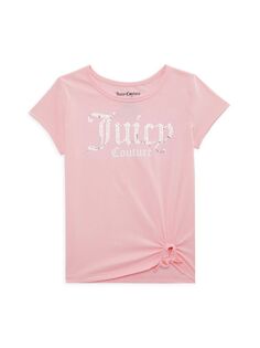 Футболка с декорированным логотипом для девочек Juicy Couture, цвет Orchid Pink