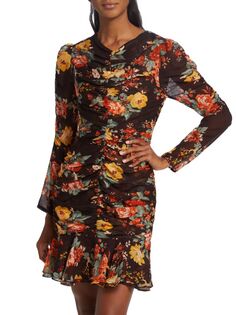 Мини-платье Hedera с цветочным принтом Veronica Beard, цвет Oxblood Multi